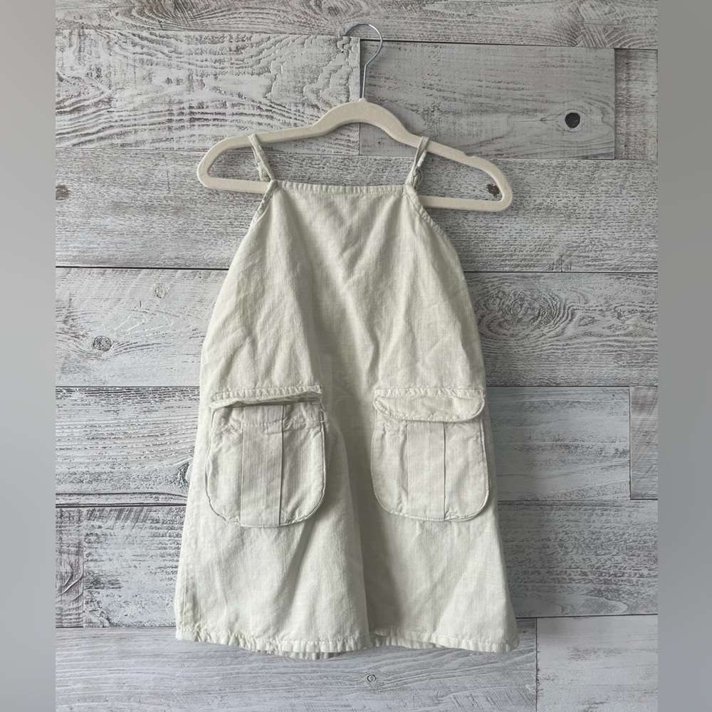 Zara kids light green linen jumper dress, size 6, NWT